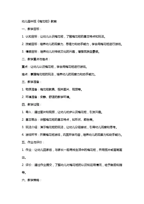 幼儿园中班《梅花桩》教案