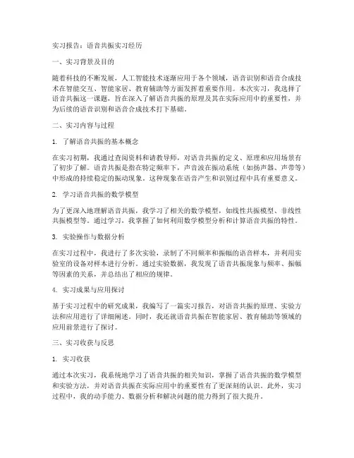 语音共振实习报告