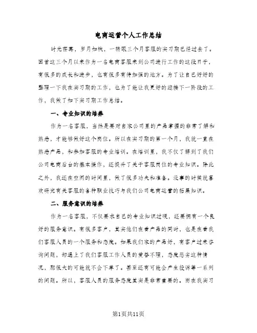 电商运营个人工作总结（5篇）