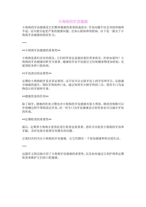 小狗狗的牙齿健康