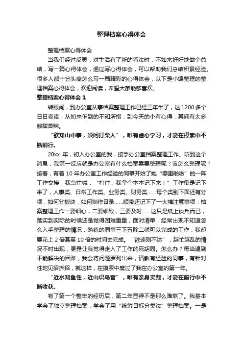 整理档案心得体会