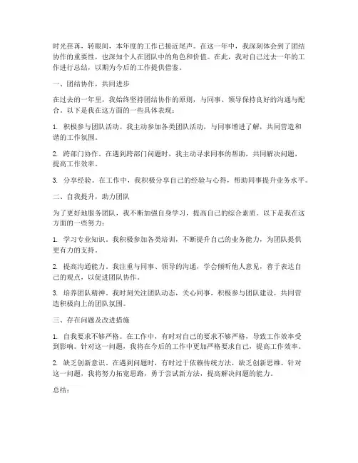 个人工作总结团结