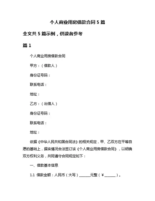 个人商业用房借款合同5篇