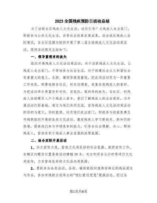 2023全国残疾预防日活动总结(6篇)