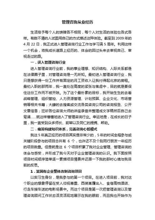 管理咨询从业经历
