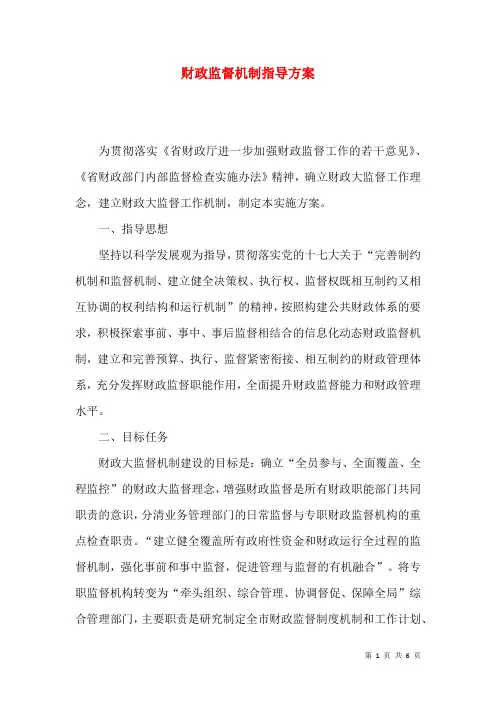 财政监督机制指导方案