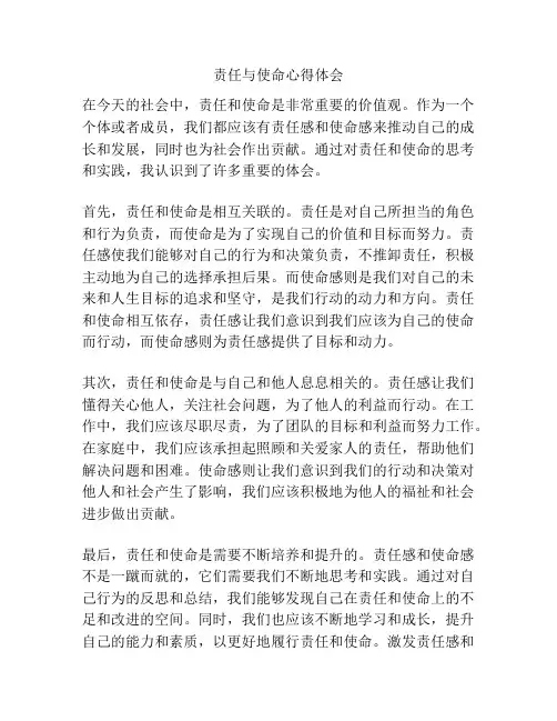 责任与使命心得体会