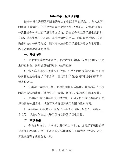 2024年手卫生培训总结