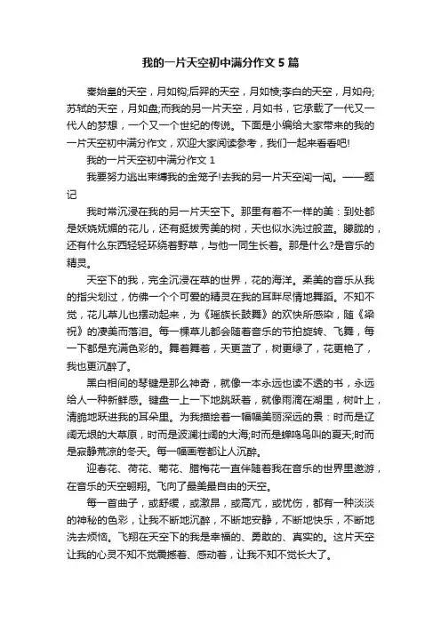 我的一片天空初中满分作文5篇