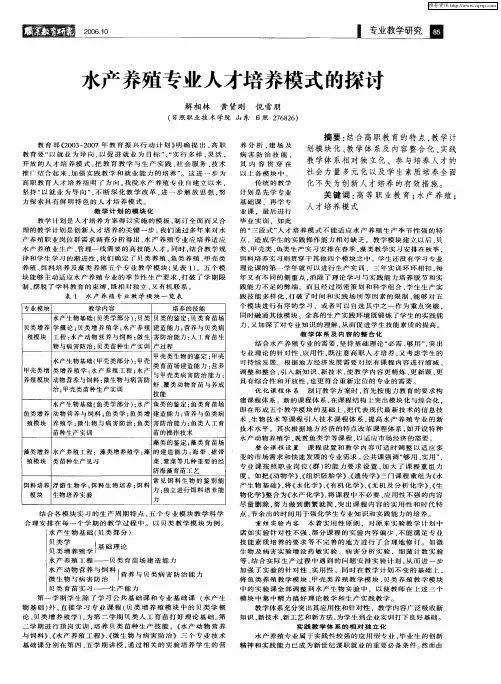 水产养殖专业人才培养模式的探讨