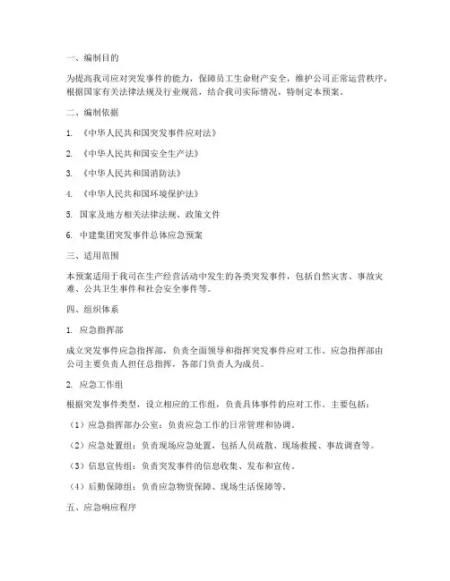 中建突发事件总体应急预案