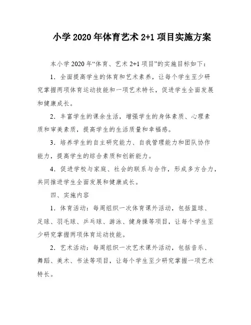 小学2020年体育艺术2+1项目实施方案