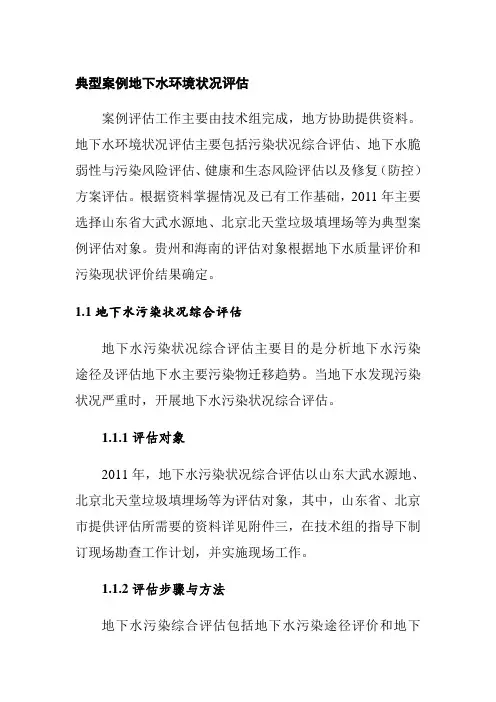 典型案例地下水环境状况评估