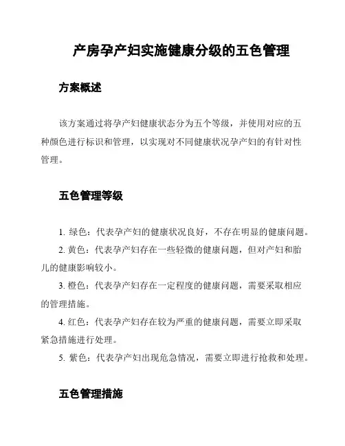 产房孕产妇实施健康分级的五色管理