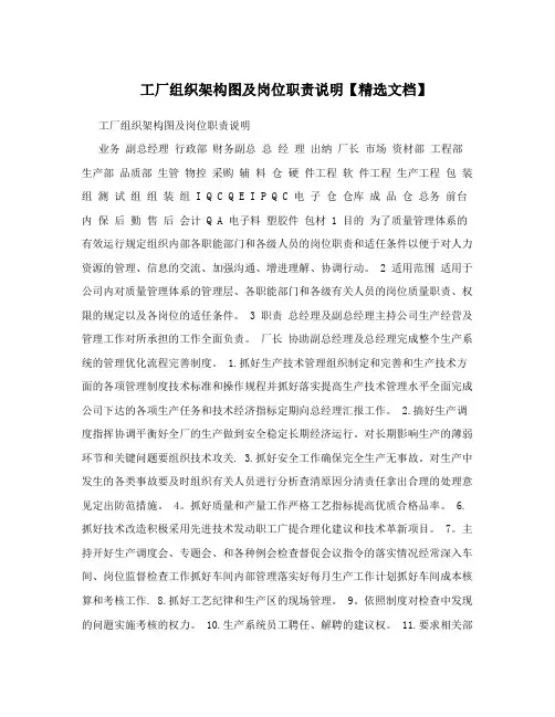 工厂组织架构图及岗位职责说明【精选文档】