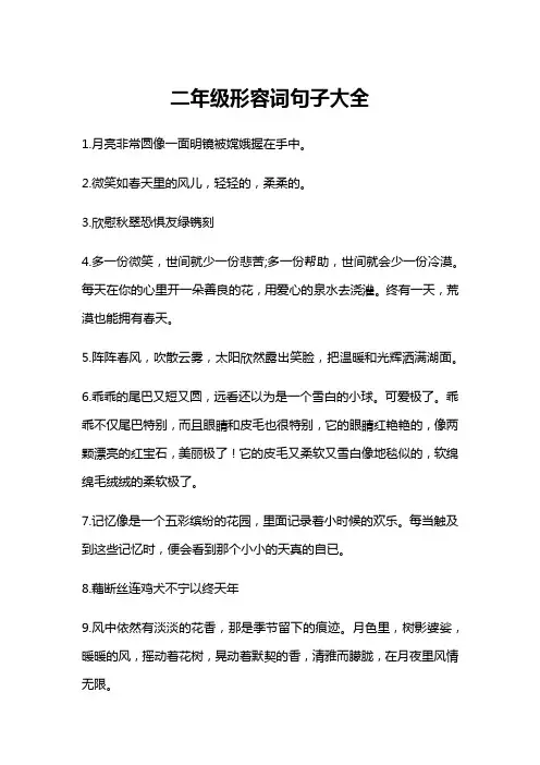 二年级填写形容词的句子
