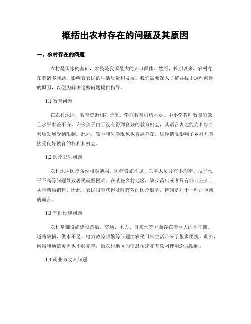 概括出农村存在的问题及其原因