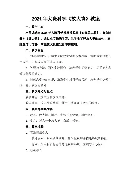 2024年大班科学《放大镜》教案