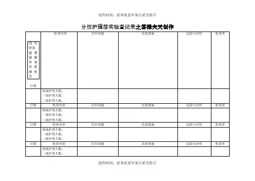 分级护理落实检查记录