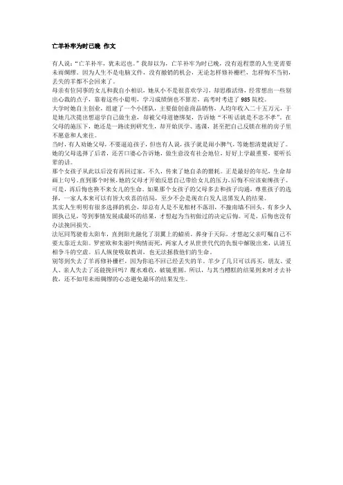 亡羊补牢为时已晚 作文