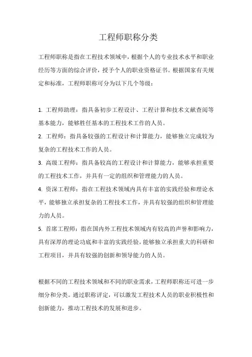 工程师职称分类
