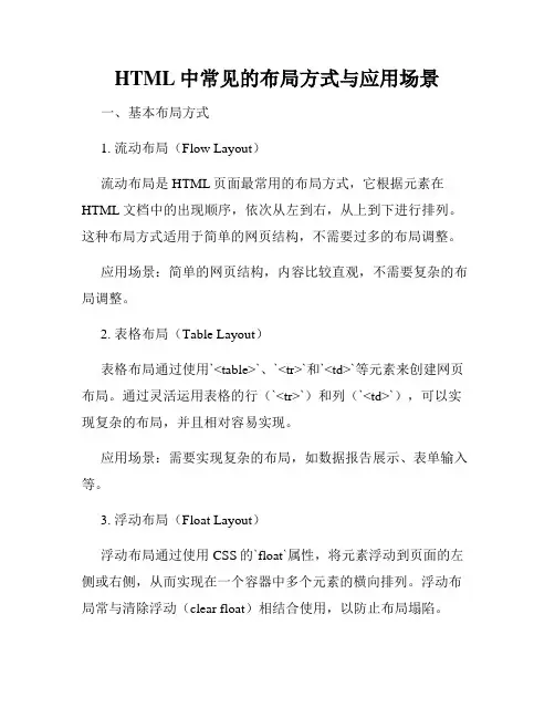 HTML中常见的布局方式与应用场景