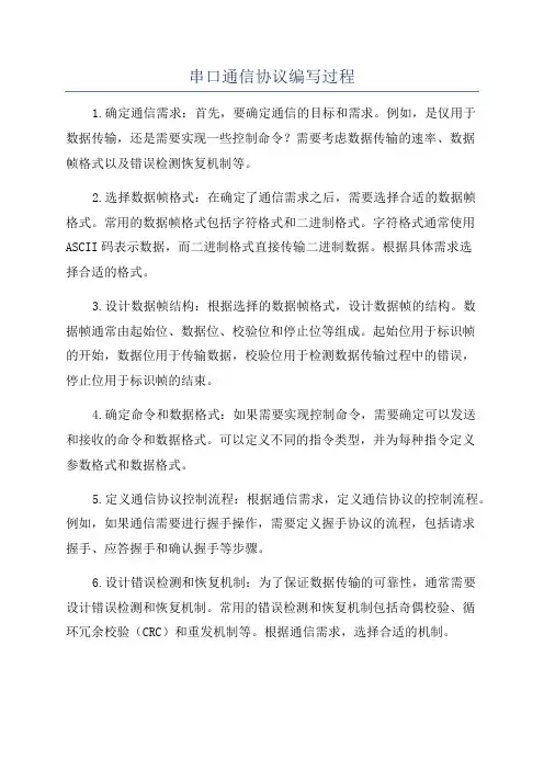 串口通信协议编写过程