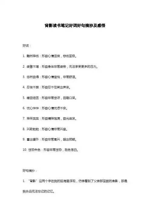 背影读书笔记好词好句摘抄及感悟