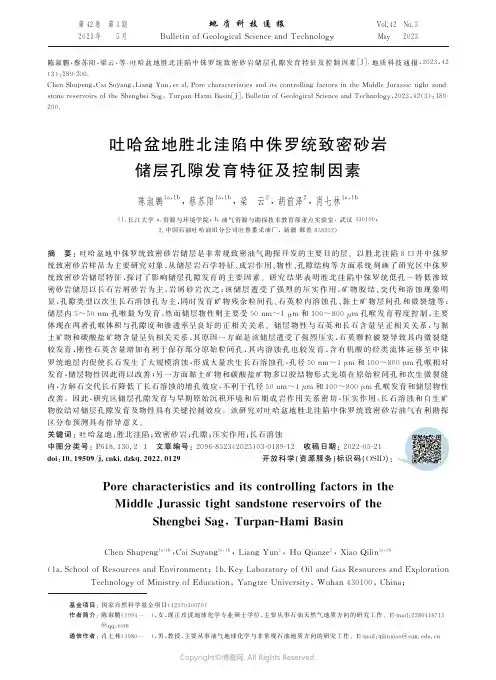 哈盆地胜北洼陷中侏罗统致密砂岩储层孔隙发育特征及控制因素