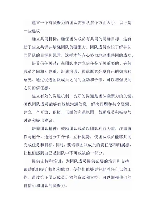 如何建立一个有凝聚力的团队