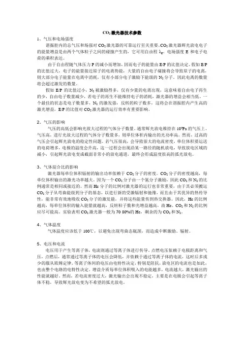 CO2激光器技术参数