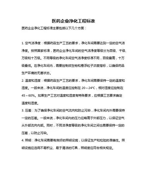 医药企业净化工程标准