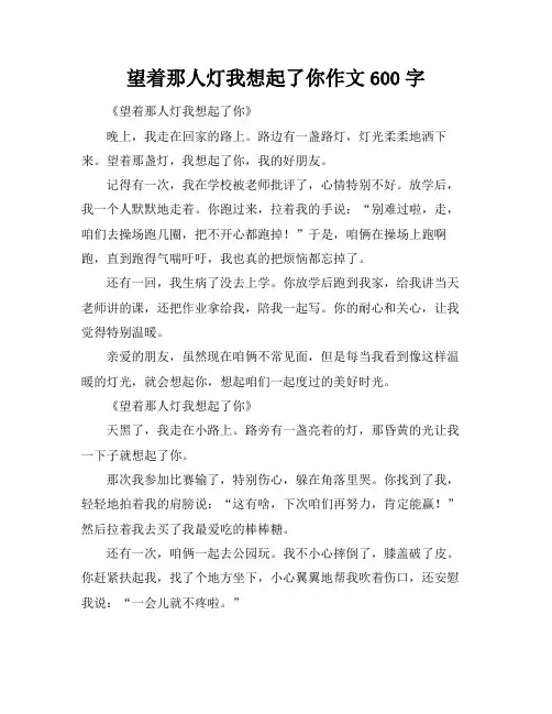 望着那人灯我想起了你作文600字