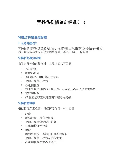 肾挫伤伤情鉴定标准(一)