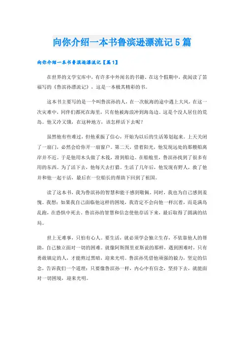 向你介绍一本书鲁滨逊漂流记5篇