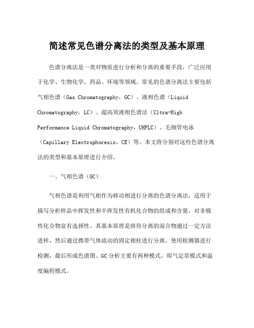 简述常见色谱分离法的类型及基本原理