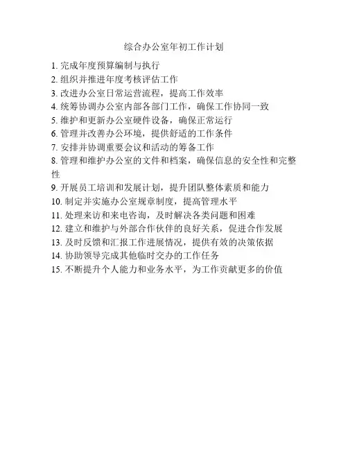 综合办公室年初工作计划