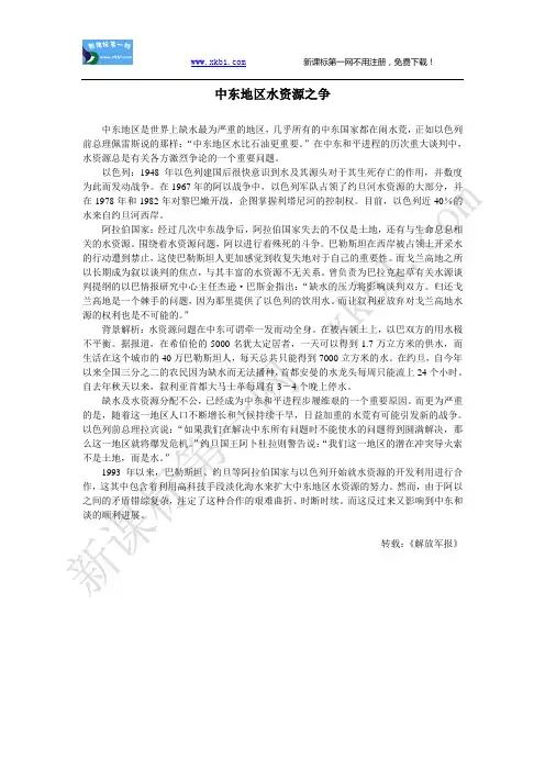 中东地区水资源之争