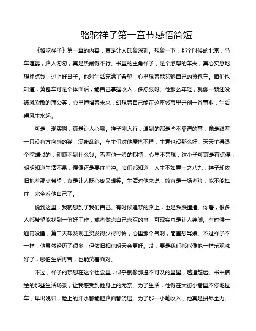 骆驼祥子第一章节感悟简短