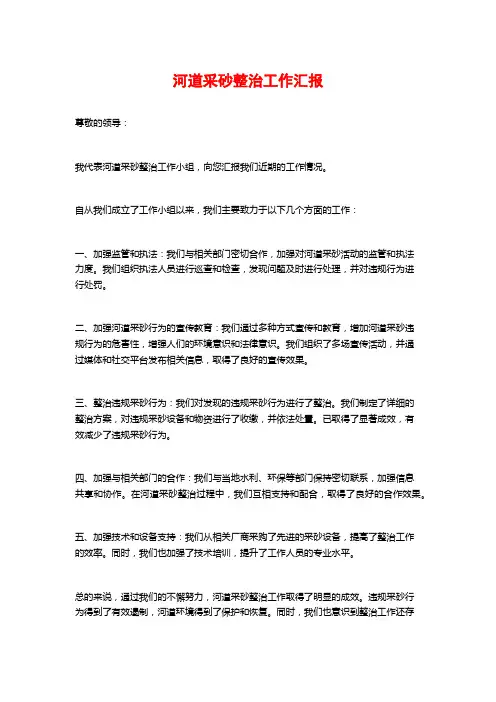 河道采砂整治工作汇报