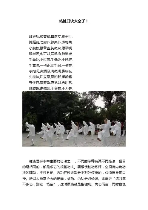 站桩口诀太全了！