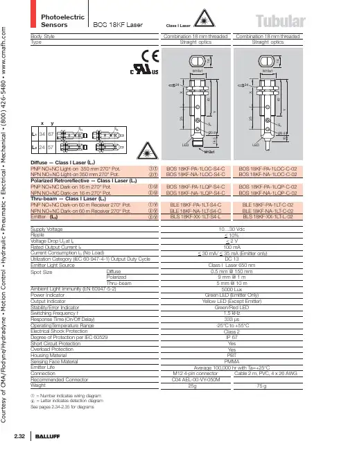 光电传感器产品说明书