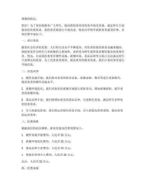 新食堂建设经费申请书范本