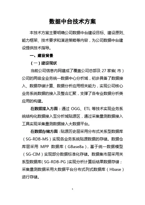数据中台技术方案