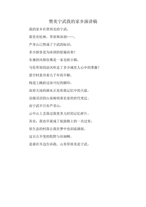 赞美宁武我的家乡演讲稿