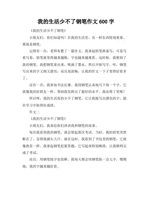 我的生活少不了钢笔作文600字