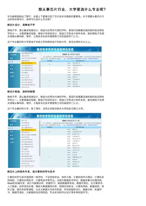 想从事芯片行业，大学要选什么专业呢？