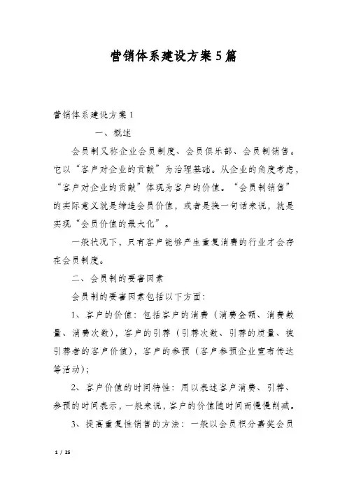 营销体系建设方案5篇