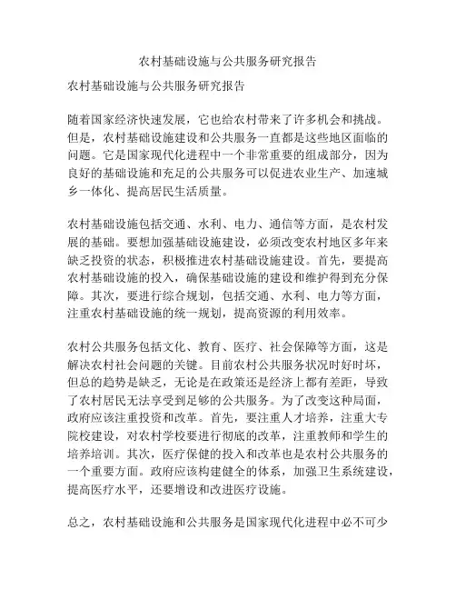 农村基础设施与公共服务研究报告
