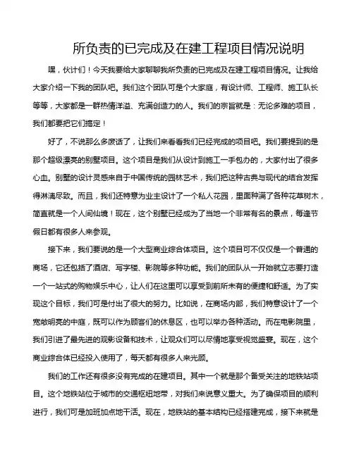 所负责的已完成及在建工程项目情况说明